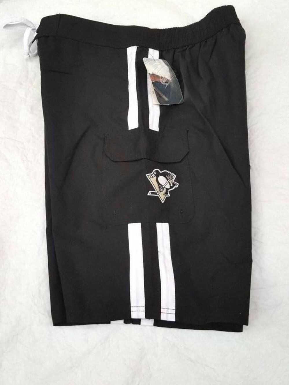 Pittsburgh Penguins Men Swim Shorts Board Trunk Elastic Waist Adult Size LRG NHL